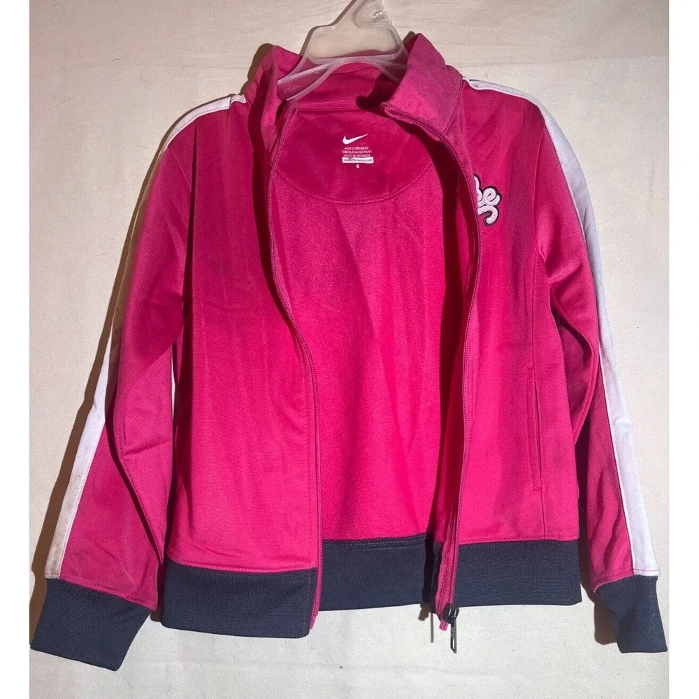 Nike Pink Girls Zip Up Jacket Kids Size 6 Full Zip E34